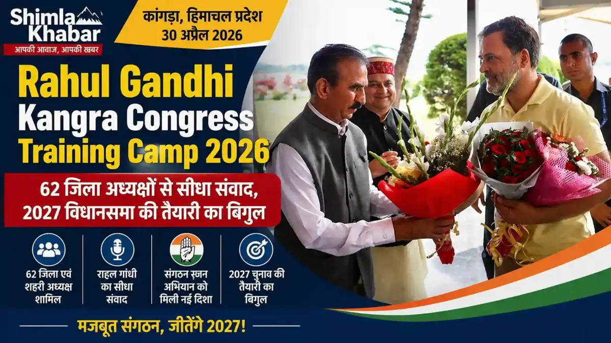 Rahul Gandhi Kangra Congress training camp 2026 — धर्मशाला में जिला अध्यक्षों से संवाद
