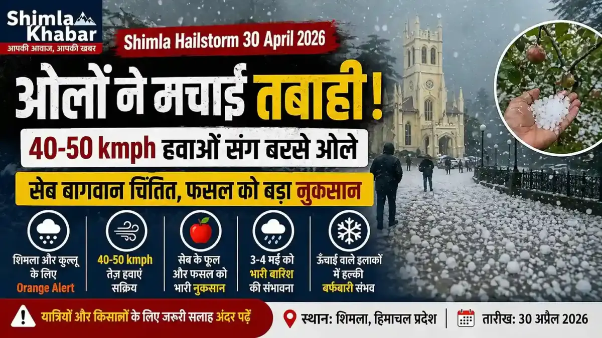 Shimla hailstorm 30 April 2026 — शिमला में ओलावृष्टि और तेज़ बारिश