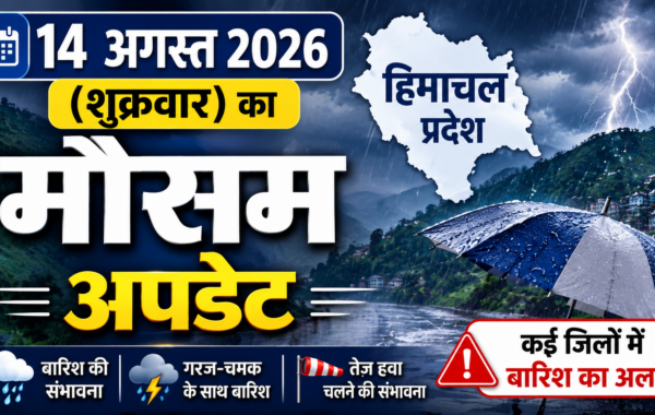 14 अगस्त 2026 (शुक्रवार) का मौसम अपडेट