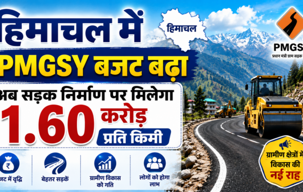 हिमाचल में PMGSY बजट बढ़ा, अब सड़क निर्माण पर मिलेगा 1.60 करोड़ प्रति किमी